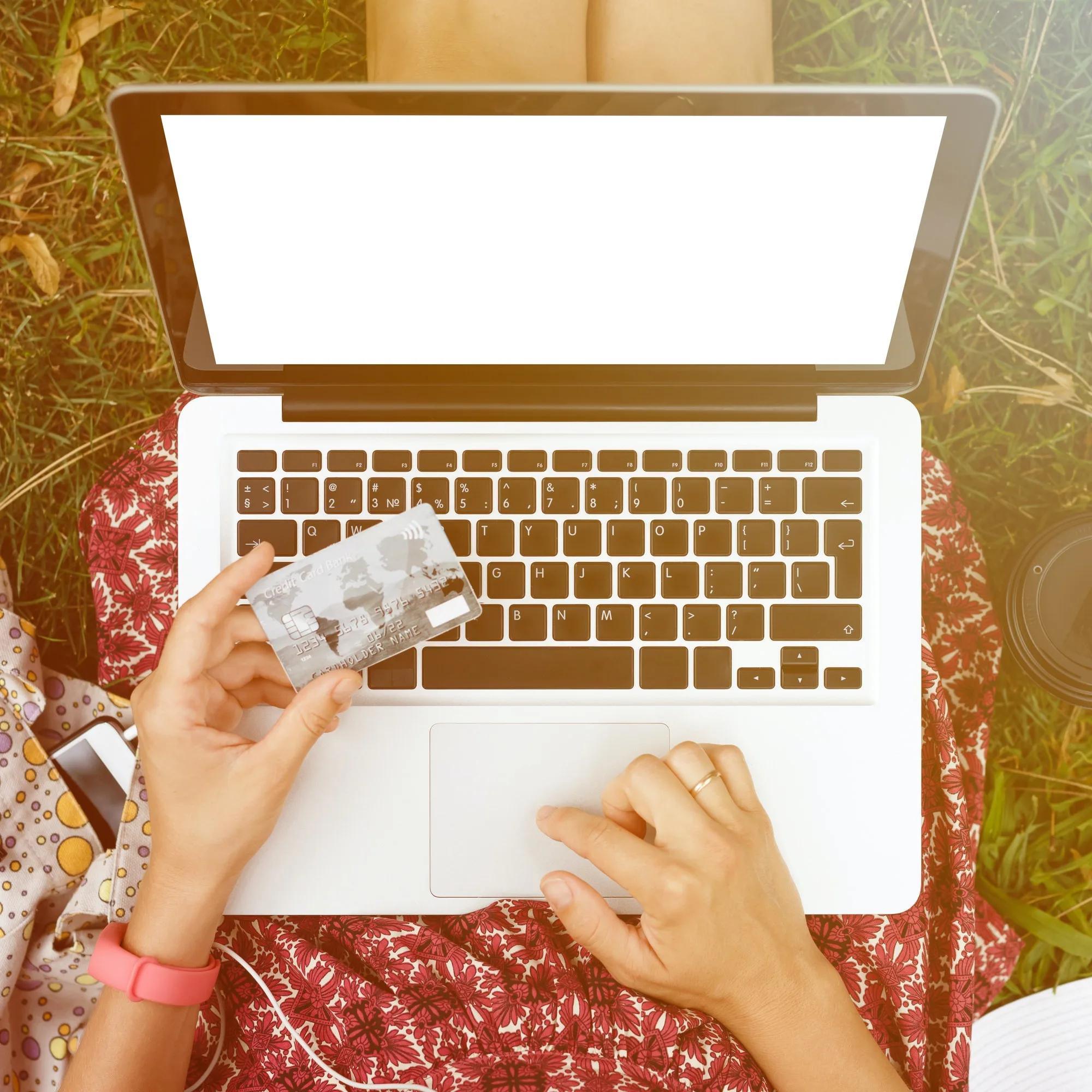 Anonymous woman shopping in Internet