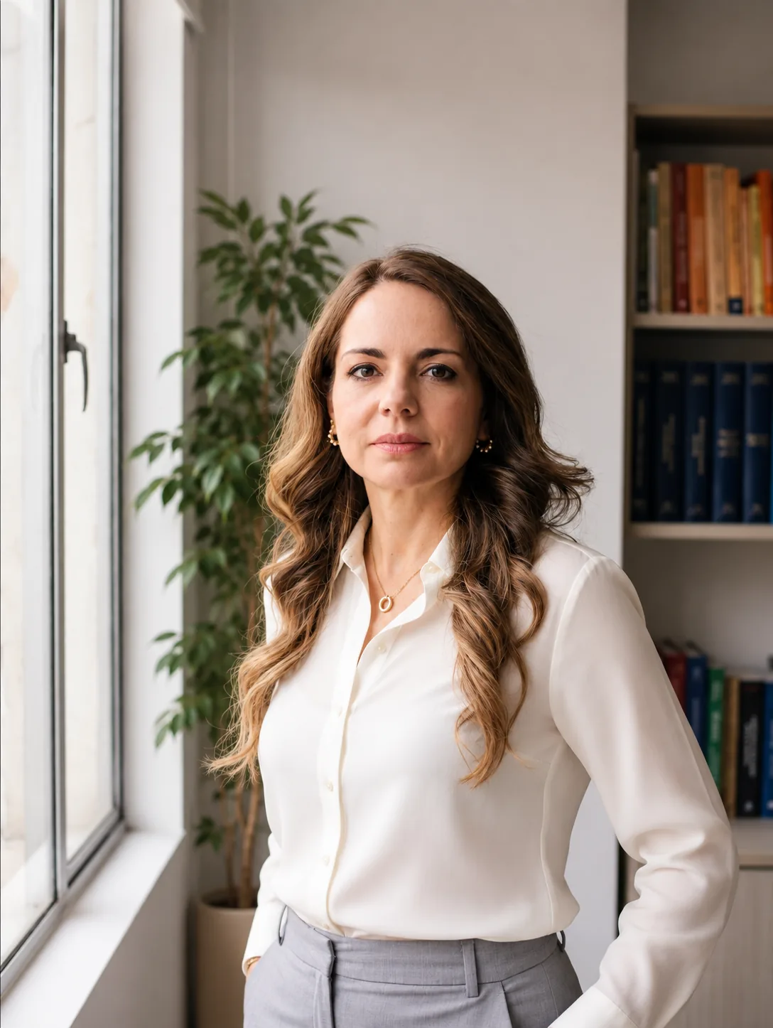 Maggie Pulido, psicóloga clínica, de pie junto a la ventana de su consultorio